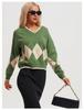 Early Autumn V-Neck Diamond Knit Sweater for Women