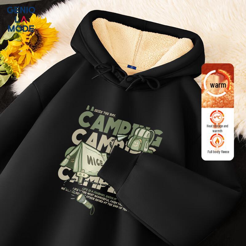 GENIOLAMODE Men's Heavyweight Fleece Lined Hooded Sweatshirt