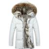 Winter Style Men Boutique Down Coat Detachable Rabbit Fur Collar White Duck Down Men's Solid Jackets Plus Size S-5XL