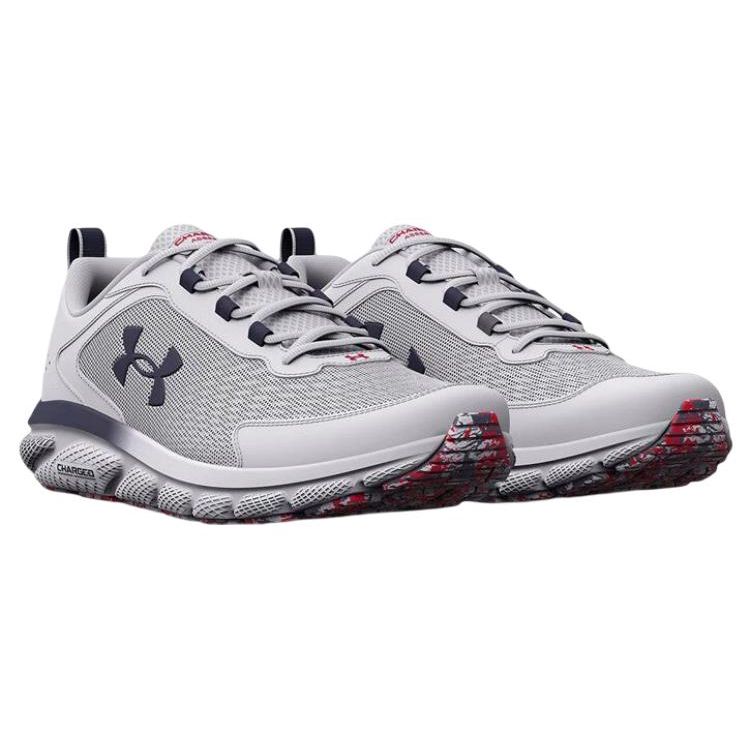 Under Armour Charged Comfortable Fabric Leather Low Top Casual Running Shoes Men Sneaker White 3026743-100