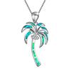 Collar Colgante Árbol de Palma Ópalo Azul Estilo Océano Hawaiano Joyería de Playa Tropical para Mujeres