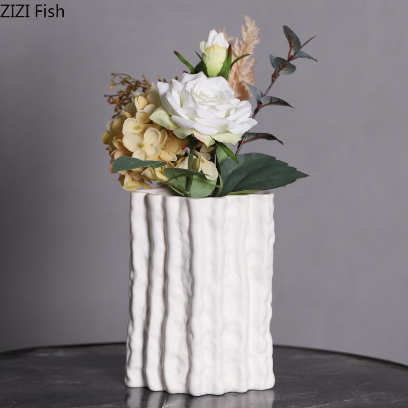 Glacier Ceramic Vase Hydroponic Flower Pots Desk Decoration Flowers Arrangement Wrinkle Floral Vases Room Aesthetic Decor