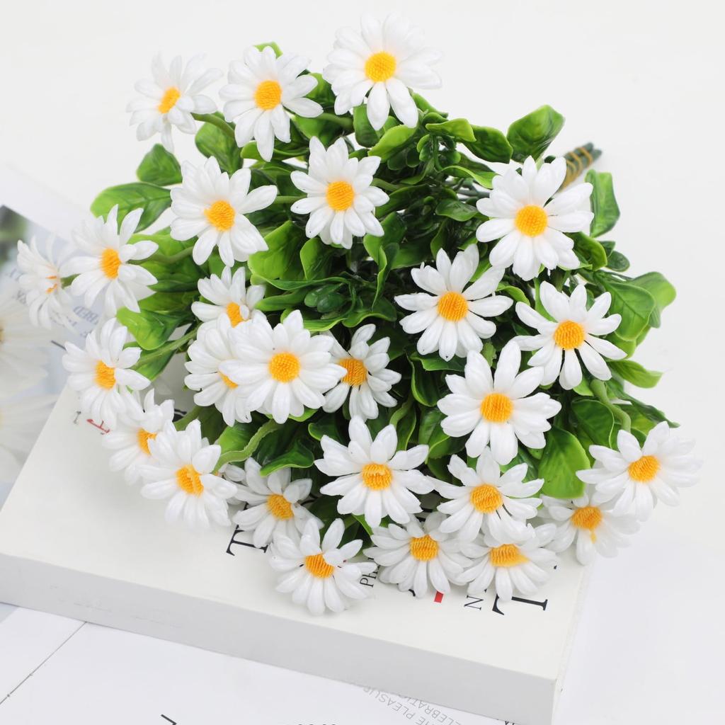 Allwetter-Künstliche Gänseblümchen, UV-beständiges Fake-Bouquet für den Außenbereich, für Garten, Veranda, Blumenkasten