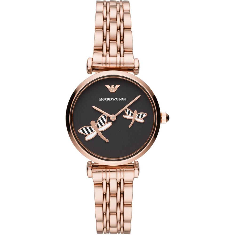 Emporio Armani Gianni T-Bar Black Rose Gold Metal Ladies Quartz Watch AR11206 чёрный