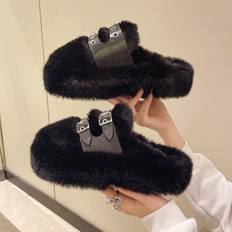 Women s Furry Thick-Soled Slippers for AutumnWinter 35 2579₽