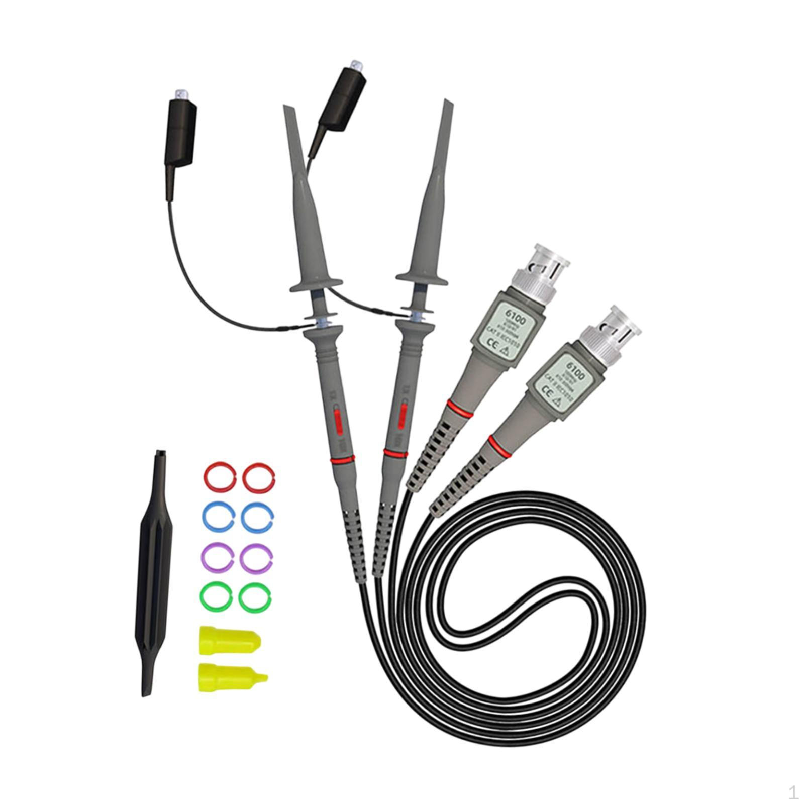 

2 Pieces Oscilloscope Clip Probes Fully Insulated BNC End P6100 Sturdy Portable Safe