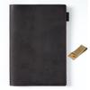 MALFY A5 Notebook Cover, Genuine Leather Planner Cover, Premium Crazy Horse Leather with Brass Book Clip (Coffee, A5)