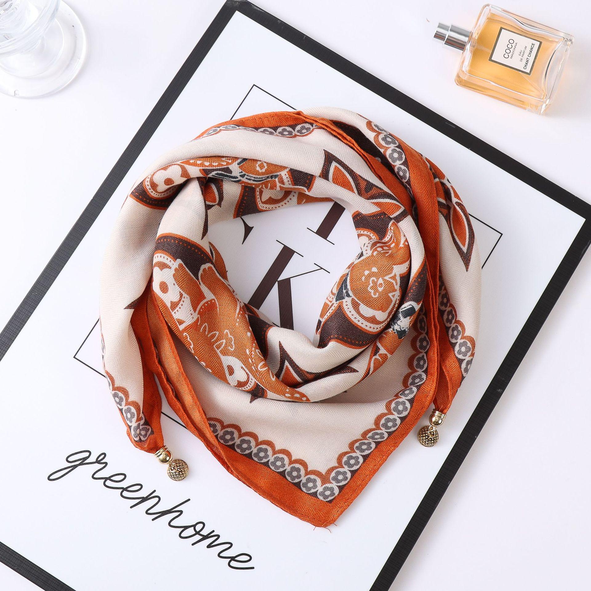 

Осенне-зимний шелковый шарф в западном стиле с корейским акцентом в виде магнитного золотого шарика