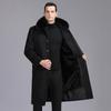 Middle-aged and Elderly Men's Removable Woolen Woolen Woolen Coat with Real Fur Collar and Velvet Thickened Daddy Coat