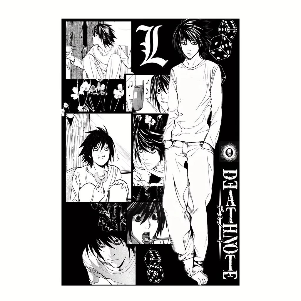 Death Note L Lawliet Manga Collage Tapestry Anime Wall Hanging for Bedroom Dorm Decor Flat Print Room Tapestry Party Gift
