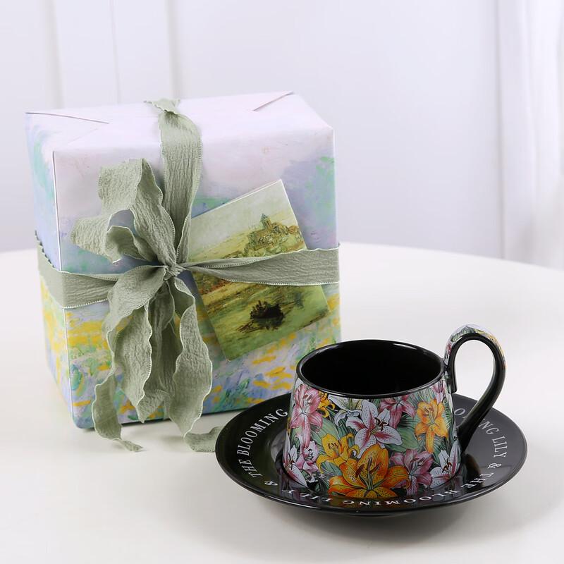 Lily Flower Ceramic Coffee Cup and Saucer Set