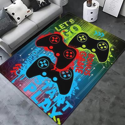 Alfombra Geométrica con Patrón de Controlador Esports para Habitación de Niños Alfombra Grande para Sala de Estar Decoración del Hogar Alfombra