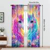 2 Stück - Magische Einhorn-Blumenmuster-Vorhänge   Stangentaschen-Vorhänge   Schlafzimmer und Wohnzimmer   Heimdekoration   Raumdekoration
