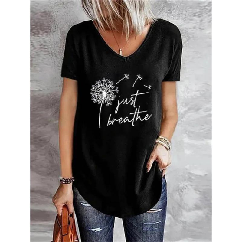 Dandelion Soft 3D Printed Y2k Fashion Women Basic T-Shirt Elegance Vintage Short Sleeve Elegant Casual Comfortable Polyester
