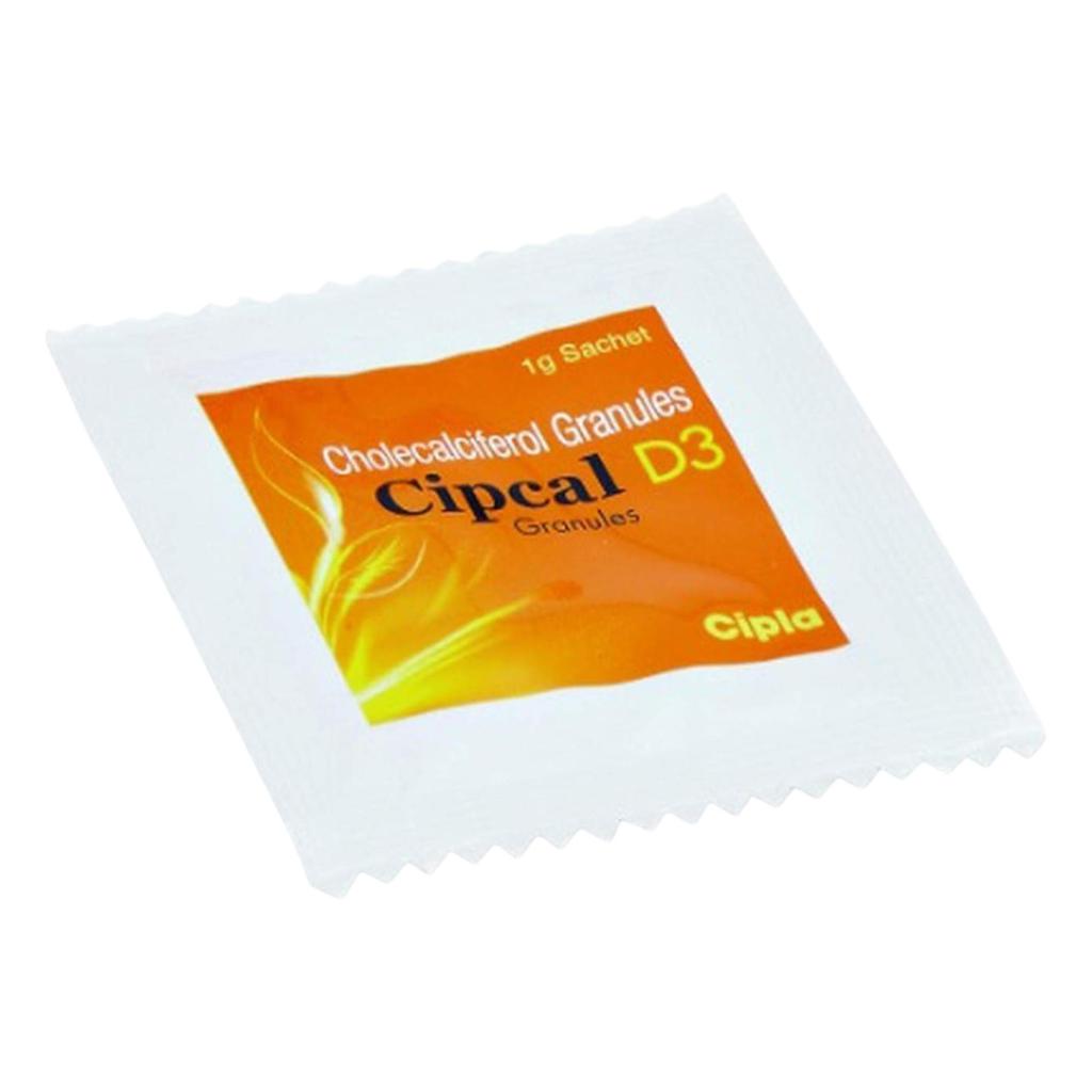 Cipla Cipcal D3 Vitamin D3 Granules For Bone And Joint Health | 60000 IU | 20 Sachets Of 1g Each | Supports Calcium Absorption & Strength