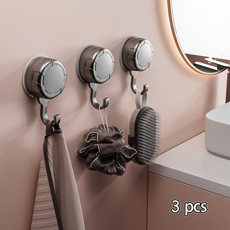3 Strong Vacuum Suction Cup Hooks - Suitable for Bathroom and Bedroom Organization - Firm,Easy to Install, Wall-Mounted Storage