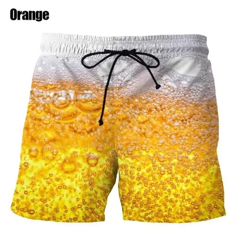 Coole Badehose mit Bier-Muster für Herren Funkelnder Wein 3D-Druck Badeshorts Sommer Boardshorts Lockere kurze Hosen Streetwear XL