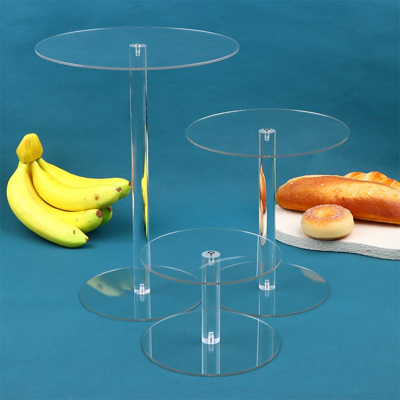 Transparent Acrylic Cake Rack Round Cake Stand For Desserts Cupcake Pastry Candy Display Stand For Wedding Event Birthday Party