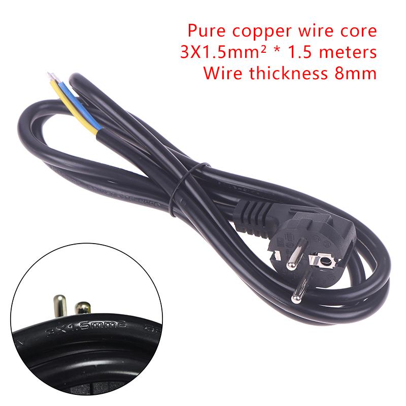 1 Stk. 16A Europäischer Standard Offenes Ende Halbfertiges Kabel 3-polig 0,75/0,5/1,0/1,5/2,5 Kupfer Stromkabel 1,5/1,8M EU-Stecker Stromkabel