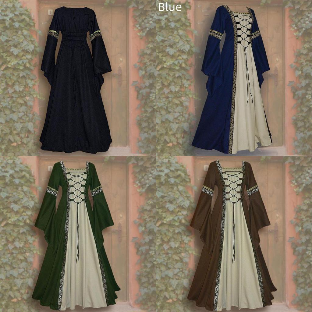Vintage Gothic Renaissance Dress With Long Sleeves For Women's Cosplay Costume