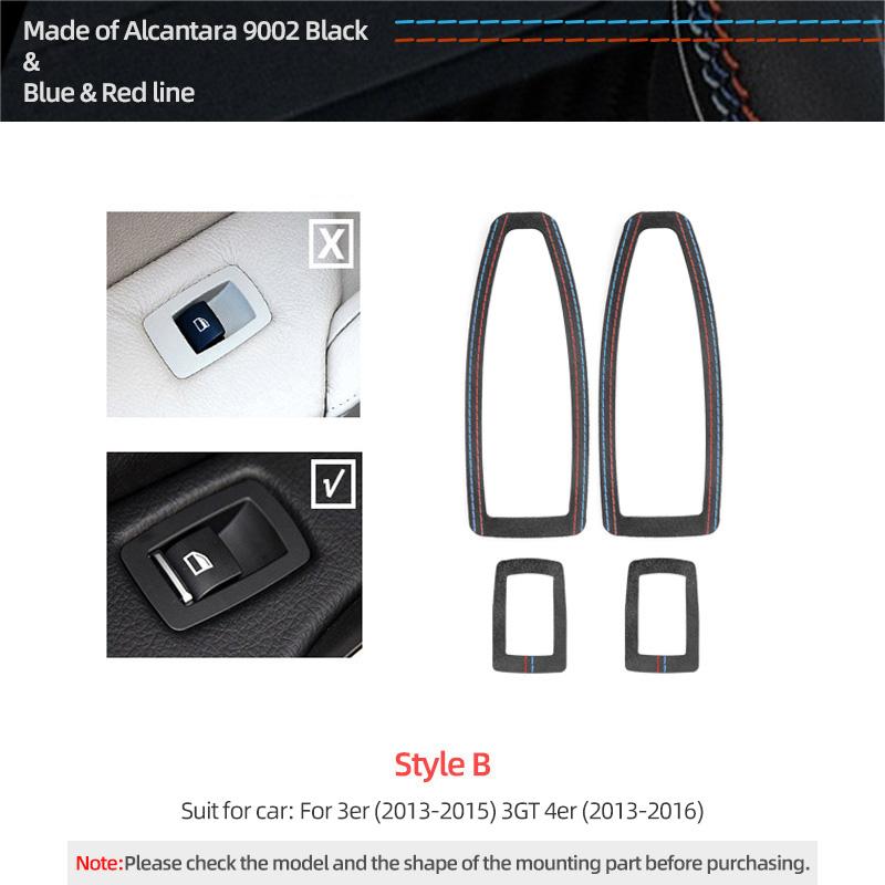 For BMW X1 F48 F20 F30 F30 F34 Made of Alcantara Window Switch Lift Panel Trim Performance 4pcs Sticker Car Interior Accessories