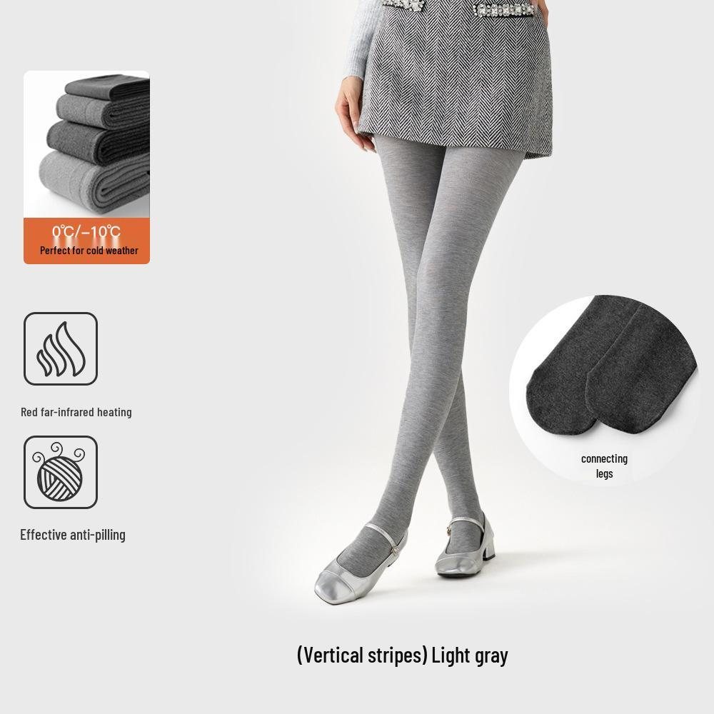 Gray Cotton Leggings: Warm, Thick, Threaded Slim Pantyhose for Autumn & Winter