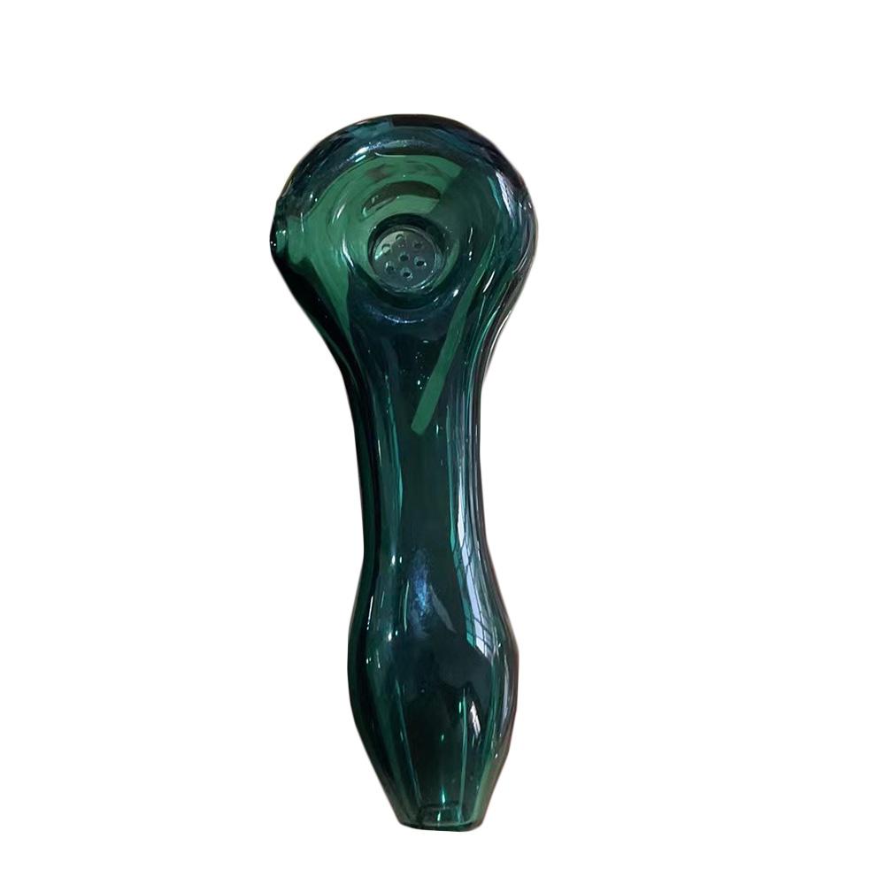 4" Mini 7Hole Glass Smoking Pipe Glass Spoon Smoke Pipes Green Bowl Pipe