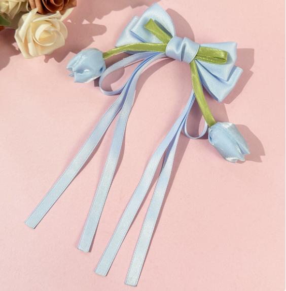 1pc Women's Hair Accessories, Hair Clips in Korean Style with Bow and Streamers, for Wedding, Birthday, Party and Gifts