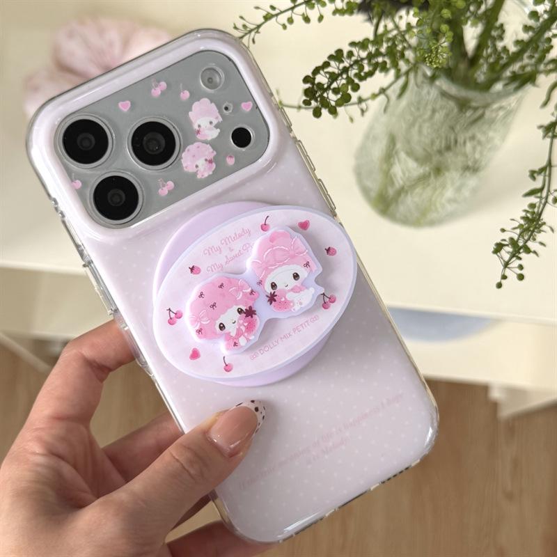 Pink Polka Dot Strawberry Magnetic Phone Case for Small Animals, Compatible with iPhone 17/16 Pro Max/15 Pro