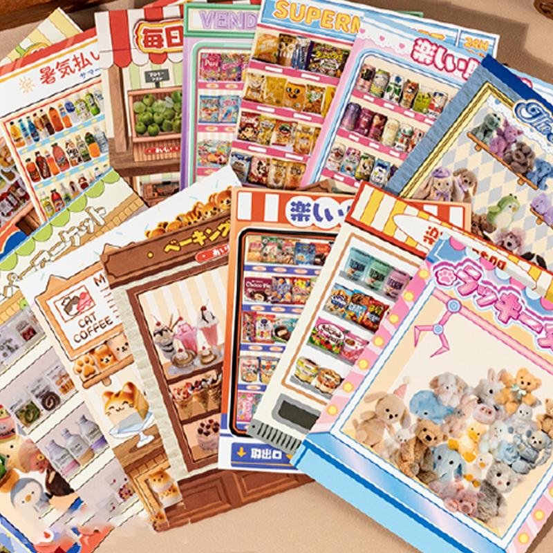 MINKYS 2 Styles 24 Sheets INS Cute Freezer Landscape Scene Sticker Book PET Creative DIY Decorative Stickers Stationery