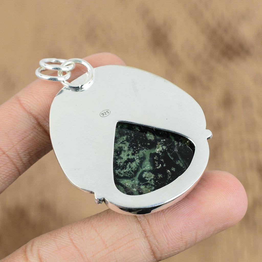 Gift For Her 925 Sterling Silver Natural Kambaba Jasper Gemstone Jewelry Pendant