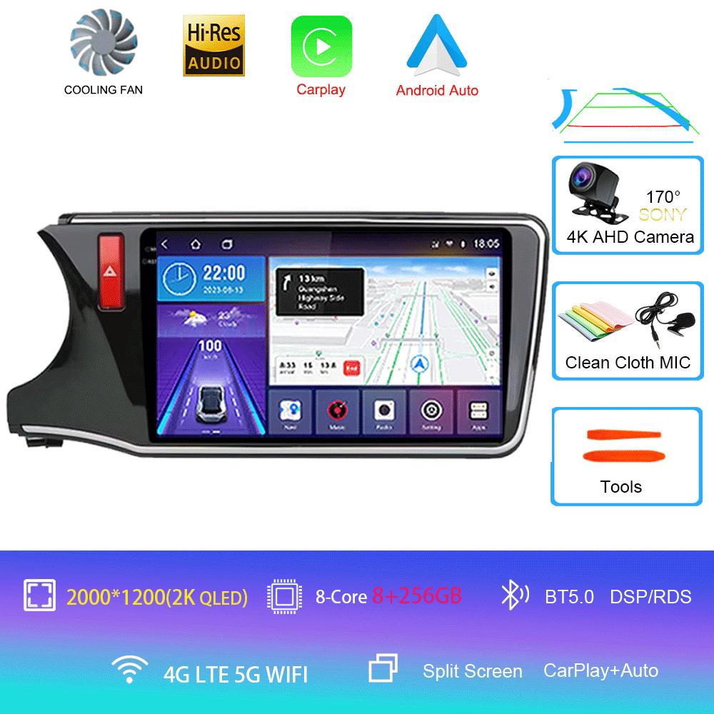 For Honda City Grace 2014 - 2017 Android 14 Car Radio Multimedia Player Unit RHD Head Navigation GPS 4G Wifi BT DSP QLED Screen