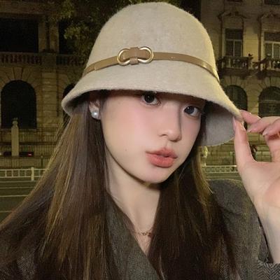 Woolen Women's Formal Hat Pure Color Basin Hat Retro Wool Fisherman Hat  Autumn