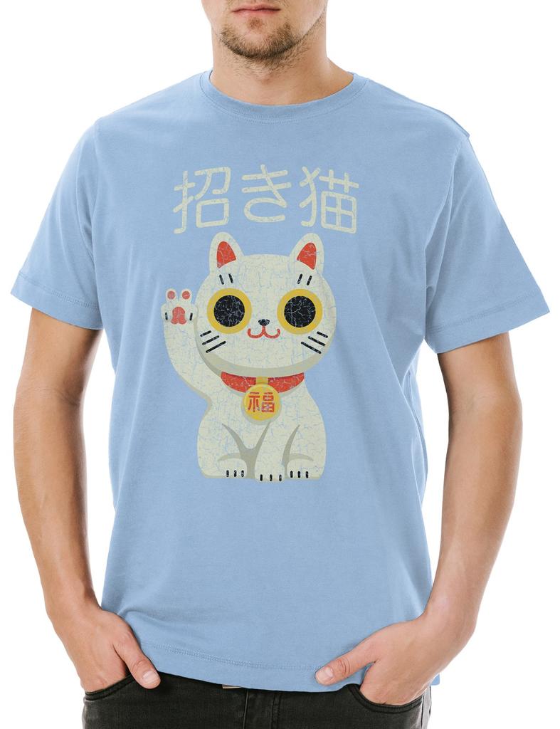 Maneki Neko IV Herren T-Shirt Cat Katze Winkekatze Maneki-Neko Manekineko China