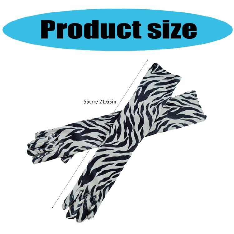 Elegancki wzór zebry Rękawiczki na Halloween Unikalne stroje Długie rękawiczki dla flapperki Panny Młodej Ślubne akcesoria do tańca