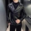 Men's Slim Korean Style Leather Motorcycle Jacket with Big Lapel for Spring & Autumn