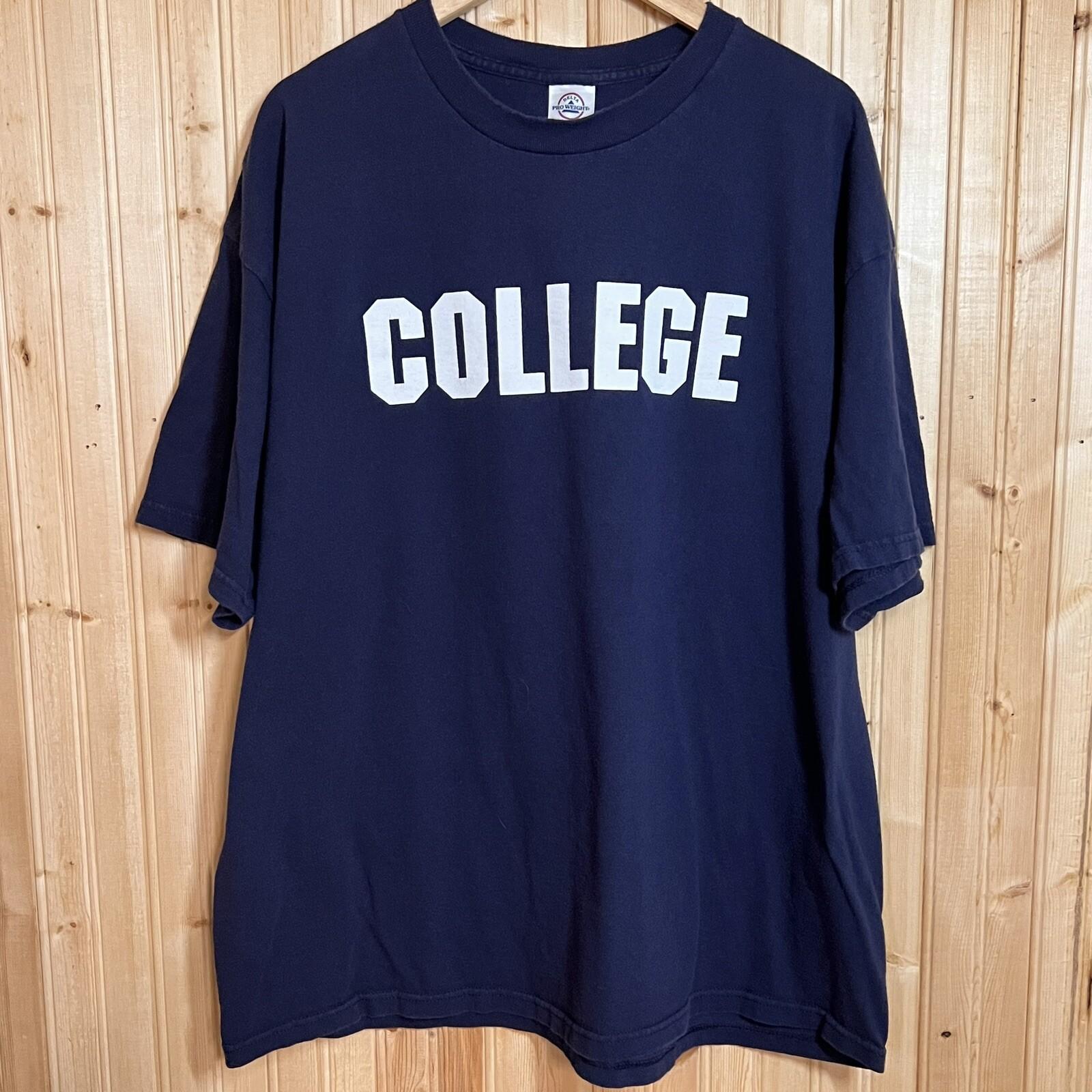 Animal House Promo T Shirt COLLEGE Double Sided Navy Blue Delta Tag Y2K Sz 2XL XXXL