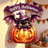 Seasonal Halloween Door Sign Wood Wall Plaque with Rope Cord, Greeting Accent for Entryway Porch Window and Party Display Styling Use