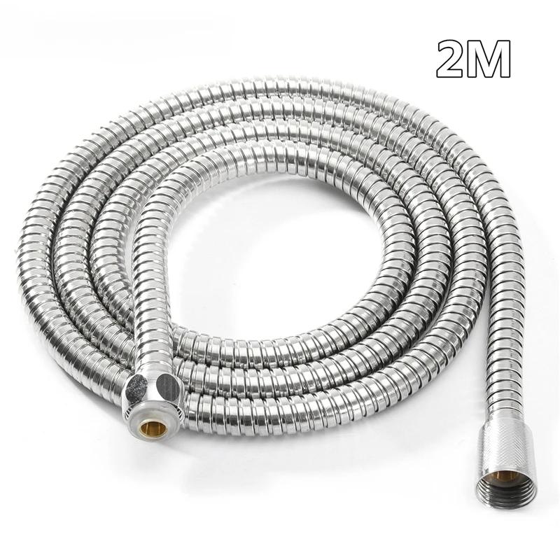 1m/1.5m/2m Flexible High Quality Shower Hose Stainless Steel Chrome Bathroom Water Head Shower Head Pipe Tool Shower Accessories