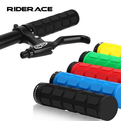 Bicycle Handlebar Grips Rubber Ergonomic Anti-Slip Shock Absorption Mountain Bike Handlebar Cover Aluminum Alloy Lock Ring