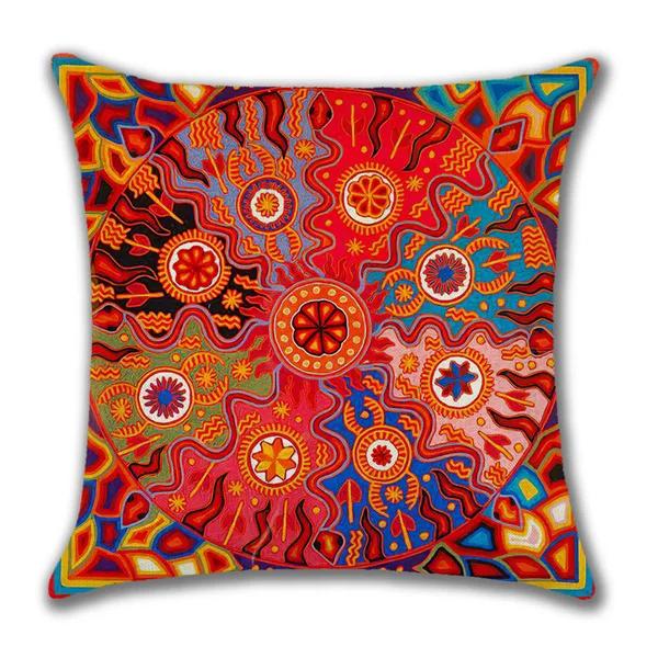 Hot Ethnic Mexico Patterns Linen Pillows Case Indian Apollo Abstract Painting Cushions Case Sofa Couch Throw Pillows Decor Home