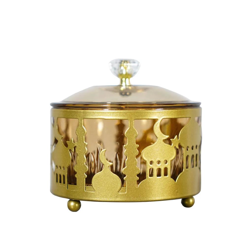 Snacks Food Tray Ramadan Plate Decorative Middle East Muslim Metal Castle Kitchen Organizer Storage Containers Eid Mubarak Gifts