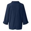 Women's plus size color imitation cotton and linen V-neck long sleeved pullover top