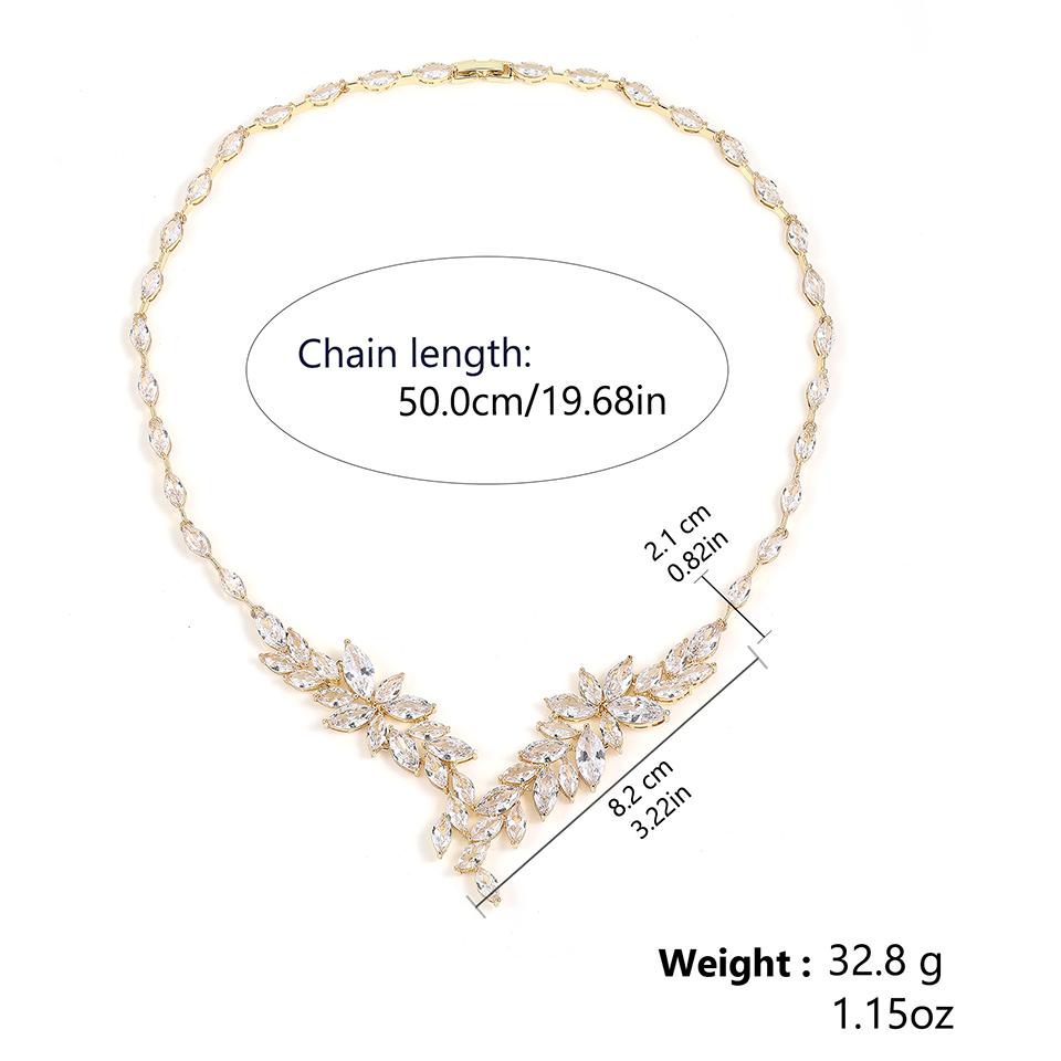 ZAKOL Luxury Brilliant Full Zirconia Leaf Flower Necklace for Women Elegant Dubai Nigeria Bridal Wedding Party Zircon