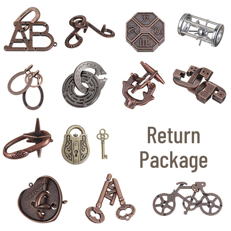 Kongming Lock Puzzle Set: Nine Interlocking Alloy Rings - Educational Disentanglement Toy