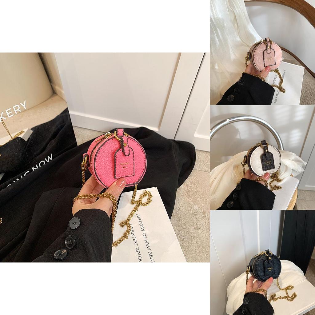 Stylish Retro Mini Round Bag For Kids And Adults With Chain Design Lightweight