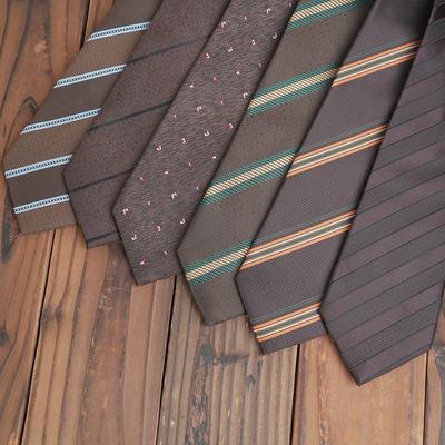 Tie 8cm Wide Retro Brown Style Lazy Tie Striped Tie Men's Business Casual Coffee Fashion Suit Tie