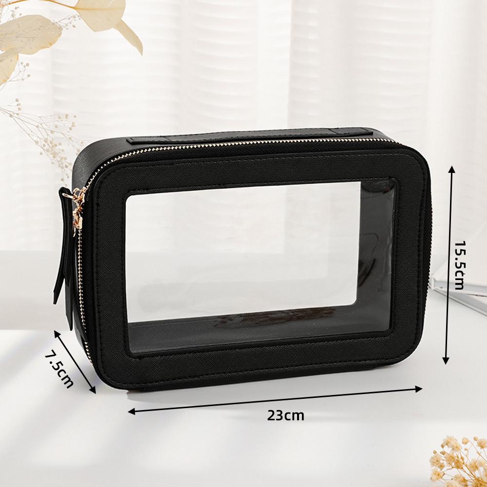 

Travel Origanizer Portable Transparent Makeup Bag for Traveling and Home Women Bath Wash Toiletry Bag Waterproof Storage Case чорний