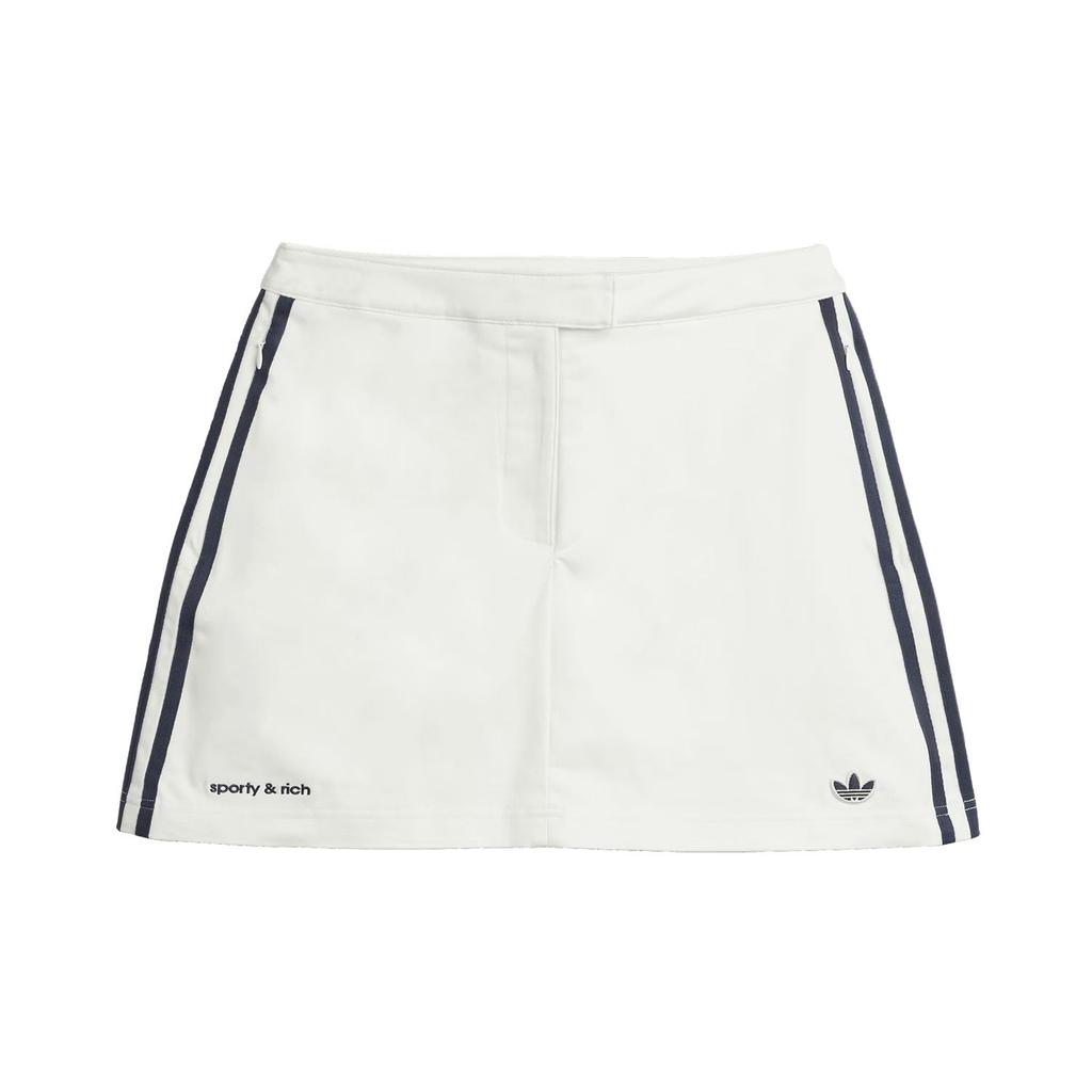 Adidas Originals X Sporty & Rich Collaboration SS25 Fashion Minimalist Striped Versatile Casual Skirt Women Skirts Bright-White Deep-Navy-Blue JL7194