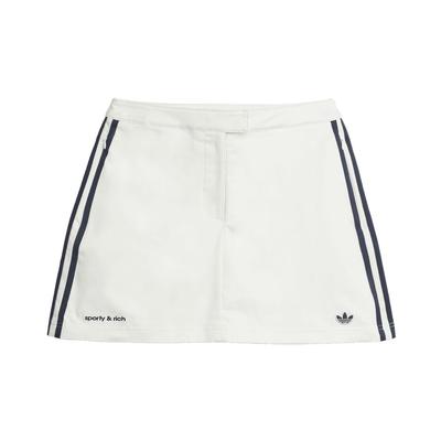 Originals X Sporty & Rich Colaboración SS25 Moda Minimalista Rayas Versátil Casual Falda Faldas de mujer Blanco Brillante Azul Marino Profundo JL7194